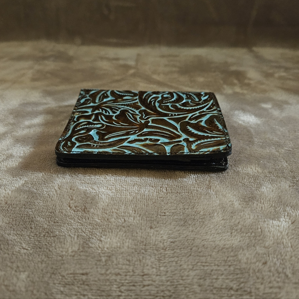 Patricia Nash Embossed Leather Wallet - Brown and Turquoise - Picture 6 of 8